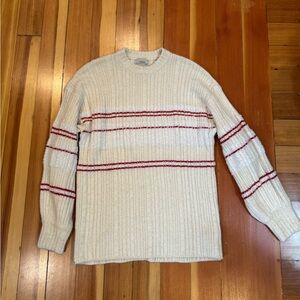 Urban Outfitters size medium off white sweater with white and red stripes.